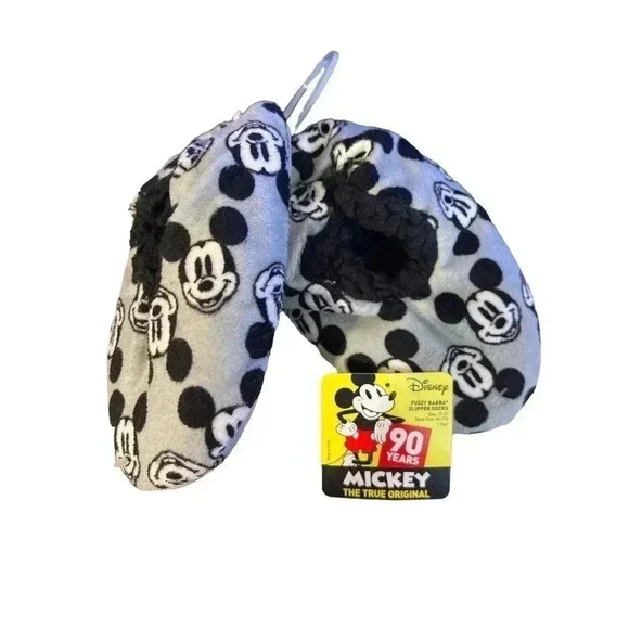 Disney Toddler Boys Girls Mickey Mouse Fuzzy Babba Slippers Socks 1-Pair (2T-3T) - Picture 1 of 2